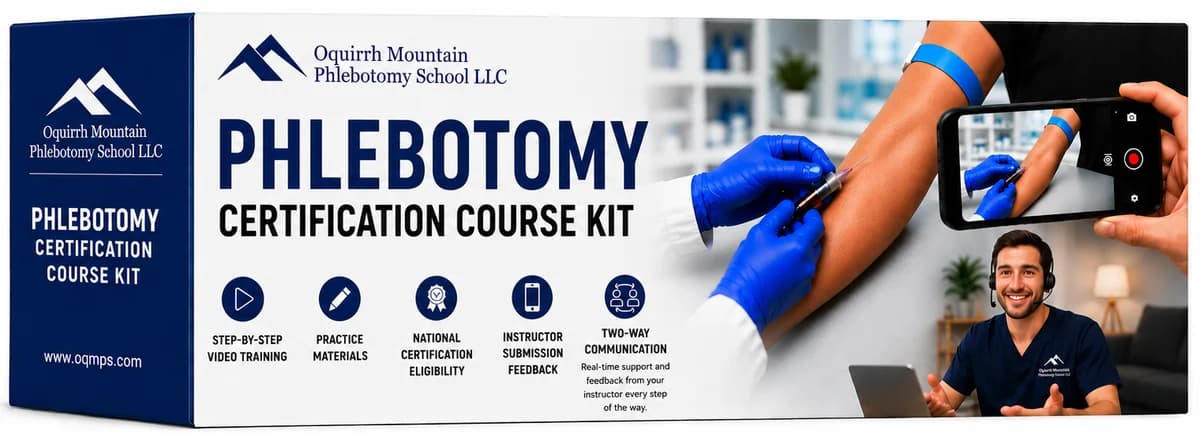 The phlebotomy certification course kit box, shipped to your door